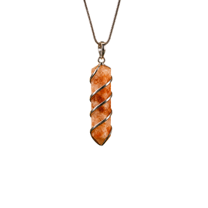 Pendentif crayon en spirale en pierre de soleil, forme hexagonale, collier unisexe religieux hindou - Product Image 1