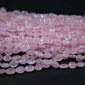 ลูกปัดมอร์แกไนต์ธรรมชาติขนาด6*8-8*10มม. ทรงรีเรียบ17นิ้วสำหรับทำเครื่องประดับ - Product Image 1