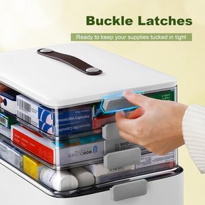 Organizador de Medicamentos Portátil de 4 Niveles, Caja de Almacenamiento con Asa de Cuero y Cierre, para Armario, Organización del Hogar, Organizador de Maquillaje - Product Image 4