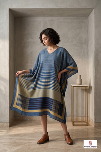 Vestido Kaftán de Rayón Estampado de Lujo para Mujer, Largo hasta la Rodilla, Corte en A, Cómodo para Vacaciones en la Playa o Resort - Product Image 5
