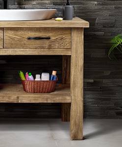Meuble de salle de bain élégant en bois massif avec lavabo, tiroir de rangement et étagère ouverte, idéal pour les salles de bain design - Product Image 3