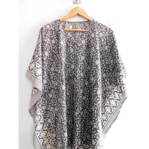 Vestido Maxi Kaftan de Algodón 100% con Estampado Floral, Cuello en V, Manga Murciélago, Hecho a Mano, Estilo Boho, para Playa, Túnica Holgada y Transpirable - Product Image 2