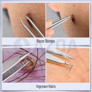 Ensemble de 4 pinces à épiler en acier inoxydable pour sourcils et poils incarnés avec étui en cuir PU, kit d'outils de toilettage de précision - Product Image 6