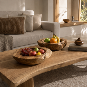 Bol en teck pour l'hôtellerie, centre de table sculptural en bois de racine organique pour hôtels, complexes hôteliers, villas, restaurants et projets d'aménagement intérieur commercial - Product Image 1