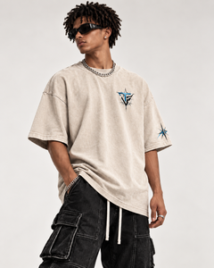 Camiseta Oversize de Streetwear para Hombre con Estampado Gráfico de Ojo en la Espalda, Manga Corta, Cuello Redondo, Algodón Jersey, Ajuste Cómodo, Precio Económico, OEM Personalizado - Product Image 2