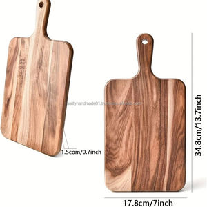 Tabla de cortar negra de madera de acacia rectangular grande personalizada al por mayor moderna de alta calidad con mango a un precio más bajo - Product Image 2