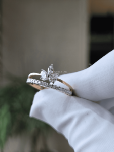 Pear Lab Grown Diamond <b>Cluster</b> Ring 0.55 Ct Gold Floral Split Shank Promise Jewelry for Women - Product Image 4