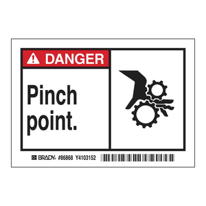 ป้ายเตือนอันตราย Brady Danger Pinch Point แบบติดด้วยตัวเอง ทำจาก PVC สำหรับพื้นที่อันตรายของเครื่องจักร พิมพ์สีทนทาน แกนขนาด 25 มม. - Product Image 2