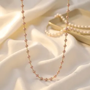 Collier de perles de 18 pouces plaqué or, bijoux élégants et à la mode pour femmes, cadeau pour elle - Product Image 4