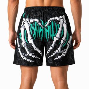 Pantalones Cortos Deportivos de Verano para Hombre con Estampado de Mano de Esqueleto, de Secado Rápido, Transpirables, de Poliéster, Estilo Urbano Gótico - Product Image 2