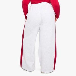 New Arrival 2026 Women's <b>White</b> Wide Leg Sweatpants Mid Waist Drawstring Loose Fit Full Length Casual Knitted Cotton Pants - Product Image 3