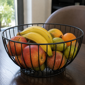 Corbeille à fruits moderne en fil métallique noir, design minimaliste, durable, pour comptoir de cuisine, bol de rangement pour table à manger domestique - Product Image 3