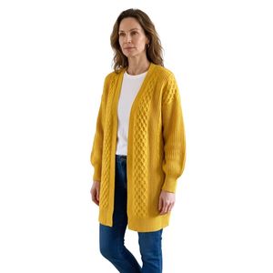 Women Yellow Long Cardigan <b>Sweater</b> <b>Cable</b> <b>Knit</b> Open Front Loose Fit Long Sleeve Casual Fashion Knitwear Custom Logo Manufacturer - Product Image 6