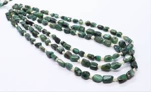 Perles de pierres précieuses naturelles en émeraude : Pépites lisses, Perles roulées de 5-7 mm, Perles à facettes de 16 pouces, Vente en gros - Product Image 2