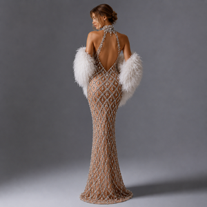 Vestido de Maternidad de Satén Brillante de Lujo para Sesión de Fotos de Embarazo, con Cristales, Transparente, Elegante, Marca OEM para Mujer - Product Image 5