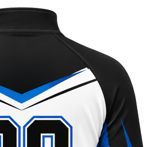 Veste de sport bleu roi et blanc à col zippé, manches longues, pour entraînement athlétique, course à pied, performance d'équipe, vêtements de sport - Product Image 4