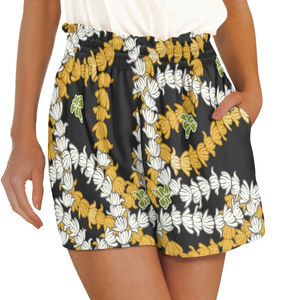 กางเกงขาสั้นผู้หญิงแบบยืดหยุ่น ลายเรียบ ราคาขายส่ง ปรับแต่งเอวได้ กางเกงขาสั้นผู้หญิงแบบซับลิเมชั่น - Product Image 3