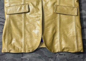 Veste en cuir texturé serpent doré pour homme CHAMP KING, doublure violet royal - Product Image 5