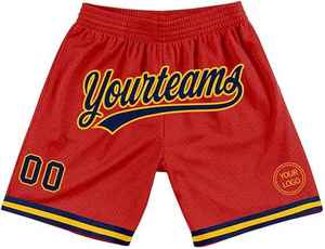 <b>Red</b> Striped <b>Men's</b> Basketball <b>Shorts</b> With Custom Name And Number Elastic Waist Breathable Casual Sport Wear - Product Image 3