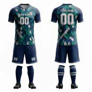 Conjunto de Camiseta de Fútbol Sublimada Personalizada, Estampado Geométrico Rojo, Cuello en V, Manga Corta, Secado Rápido, Uniforme de Poliéster para Adultos Unisex, Todas las Temporadas - Product Image 5