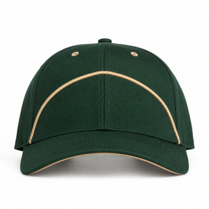 Gorra de Béisbol Verde de 6 Paneles con Costuras en Contraste, Cierre Trasero Ajustable, Gorra Casual Unisex para Adultos, Tela Twill - Product Image 3