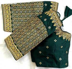 Blusa de seda italiana de alta calidad para bodas, con bordados, lista para usar, proveedor de moda femenina de Surat. - Product Image 2