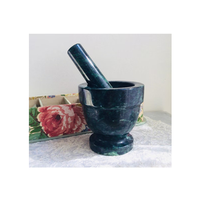 Natural Marble <b>Mortar</b> Pestle Smooth Polish Masher with Manual Power Supply - Product Image 1