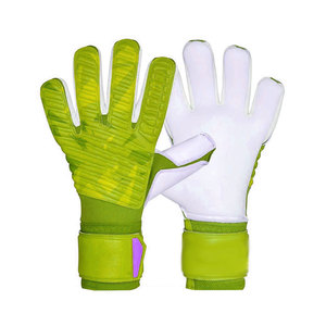 Goalkeeper <b>Gloves</b> Green With White Palm Non Slip Breathable Adjustable Wrist Strap Unisex - Product Image 2