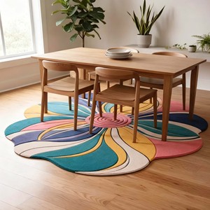 Alfombra de Área con Forma de Flor Colorida, Alfombra de Felpa Suave Hecha a Mano, Alfombra Antideslizante para Sala de Estar, Dormitorio, Habitación Infantil, Alfombra Decorativa - Product Image 4