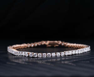 Premium round moissanite tennis bracelet 7 inch 925 sterling <b>silver</b> 10k 14k 18k gold platinum <b>crown</b> prong classic - Product Image 2
