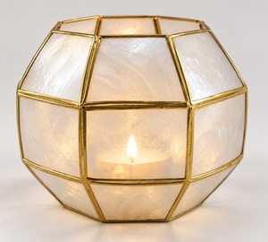 Porte-bougie artisanal en coquille de Capiz, écologique, résistant à la chaleur, léger, décoration de maison de style côtier, table, Noël - Product Image 1