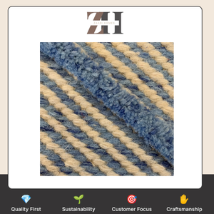 Tapis Chevron Tufty en laine tissée à la main, 100% laine de Nouvelle-Zélande, à poils épais et lignes en relief, fait main, artisanal, fournisseur en gros - Product Image 6