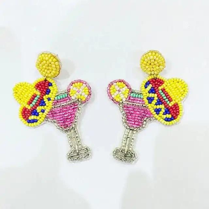 Pendientes Colgantes Hechos a Mano con Cuentas de Flores Clásicas Ligeras, Blancos y Verdes, Accesorios de Joyería de Moda, Bordado y Costura - Product Image 1