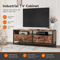 Meuble TV industriel avec double tiroir et étagère ouverte, meuble de rangement, centre de divertissement, meuble TV pour salon, vente en gros