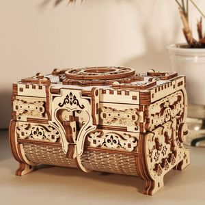 Kit Puzzle 3D Scatola Portagioie in Legno Antico per Bambini, Decorazione Casa, Regali Fai-da-Te per Compleanno/Natale - Product Image 4