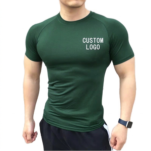Custom Logo Men's Slim Fit Raglan Sleeve <b>Athletic</b> T-Shirt - Breathable Navy Blue Polyester Sportswear for Gym & Fitness Training - Product Image 3