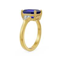 Bague de fiançailles et de mariage en moissanite taille émeraude de qualité supérieure avec pierres latérales en moissanite, en argent sterling plaqué or, bijou classique