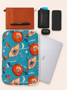 Funda acolchada floral para portátil con cremallera, bolsa protectora para tablet, bolsa de transporte para oficina y viajes, regalo, estampado a mano, 250 gsm - Product Image 4