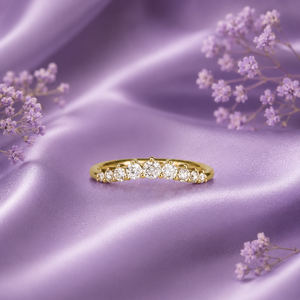 Bague de mariage en diamant de laboratoire rond inspirée de la nature, plaquée rhodium en or 10K 14K 18K, argent 925 935, cadeau d'anniversaire - Product Image 1