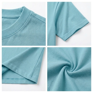 เสื้อยืดคอกลมแขนสั้นผ้าฝ้ายเจอร์ซีย์สีฟ้าอ่อนสำหรับผู้ชาย ทรงปกติ สวมใส่สบาย - Product Image 6