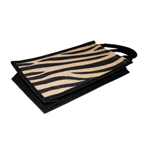 All-Over Zebra Texture Print Jute Wine <b>Bag</b> with Padded Rope Handle and PP Laminated Two Bottle Separator Promotional <b>Bags</b> - Product Image 6