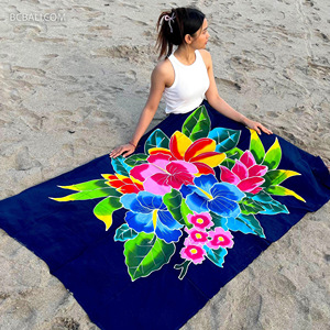 Verano nueva moda pintada a mano flores balinesas pareos Pareo rayón ropa de playa para adultos Asia Pacífico islas al por mayor - Product Image 6
