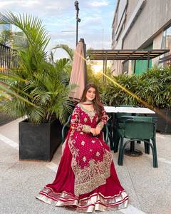 Conjunto de Salwar Kameez Étnico para Mujer, Traje Anarkali de Georgette con Bordado Intenso y Dupatta para Bodas y Fiestas - Product Image 6