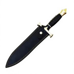 Cuchillo con Punta de Lanza Medieval con Funda de Cuero, Hoja de Acero Inoxidable, Empuñadura Envuelta en Cuero - Product Image 1