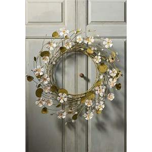 Rustic Verdigris Metal Wreath Handmade Iron Laurel Leaf Garland Aged Copper Patina Front Door <b>Sign</b> Wall Decor - Product Image 2