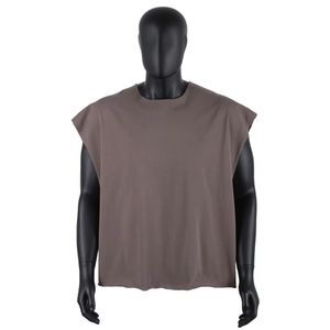 Casual Cotton Custom Crop Vintage Wash O-Neck Boxy Breathable Quick Dry Tank Top with Customized Color & <b>Logo</b> for Men - Product Image 3