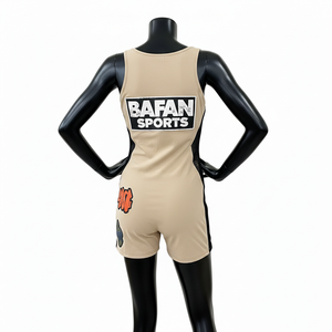 Traje de Baño para Mujer, Tela Elástica de Nailon y Spandex GSM, Beige y Negro, Panel Lateral con Apliques, Transferencia Térmica, Logotipo Personalizado - Product Image 2