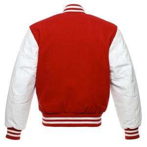 College Man Stylish Varsity <b>Jacket</b> <b>Red</b> Black Wool Stand Collar Hooded Thick Winter Streetwear - Product Image 2