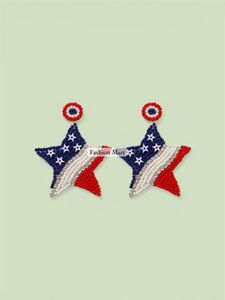 Pendientes Patrióticos Hechos a Mano al por Mayor, Diseño de Bandera Americana con Cuentas, Joyería de Moda para Mujer - Product Image 6