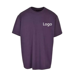Camiseta de Algodón Morada Extra Grande para Hombre, Manga Corta, Cuello Redondo, Color Sólido Informal, Logotipo Estampado en la Parte Delantera, Tejido Jersey - Product Image 2